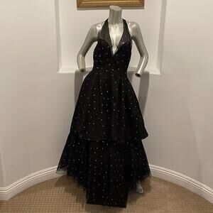 Vintage 1980's Jean -Louis Scherrer Haute Couture Black Gown  Dress Size FR 42